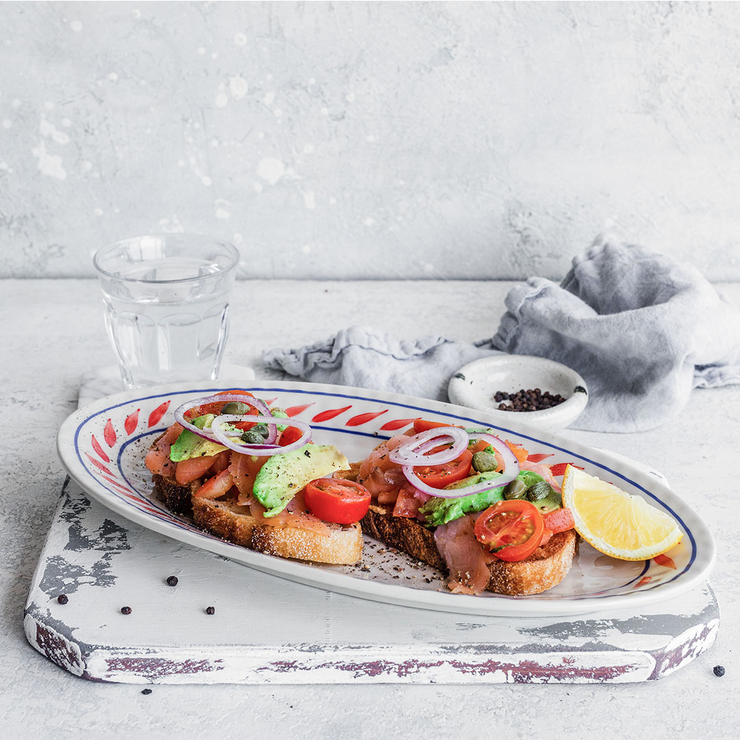 Salmon and Avocado Bruschetta
